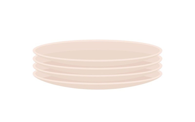 Tas d'assiettes objet vectoriel de couleur semi-plat
