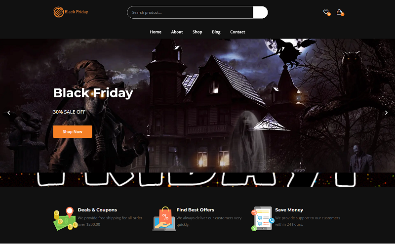 Black Friday kuponok, ajánlatok, ajánlatok, kedvezmények HTML-sablon