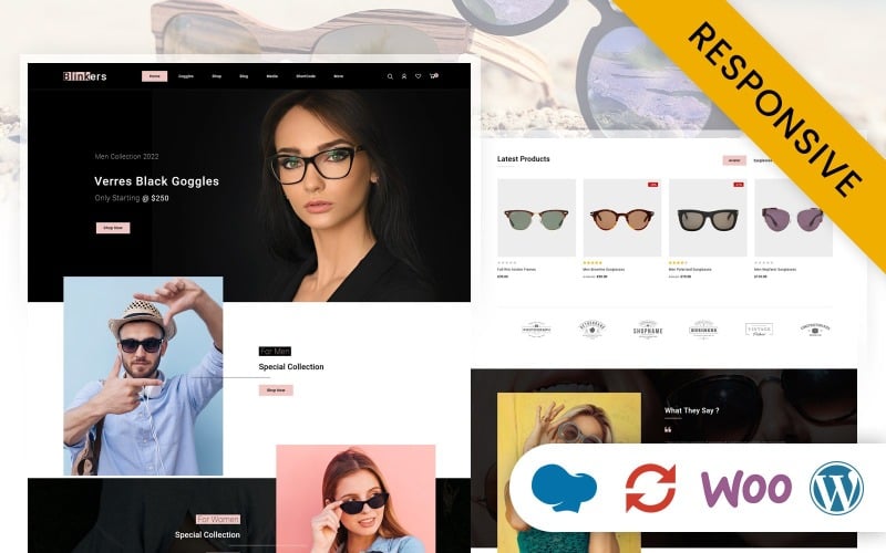 Blinkers - Smart Eye Glasses Адаптивная тема WooCommerce