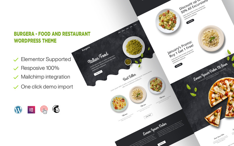 Burgera - Tema WordPress de uma página para comida e restaurante