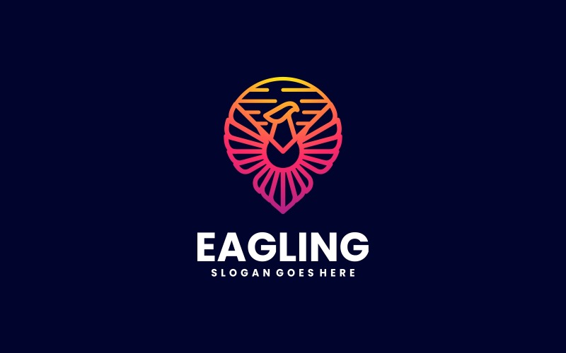 Eagle Line Art Gradient Logo Шаблон