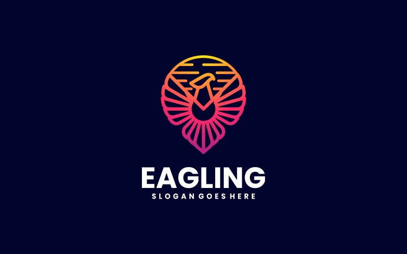 Eagle Line Art Gradient Logo Template - TemplateMonster