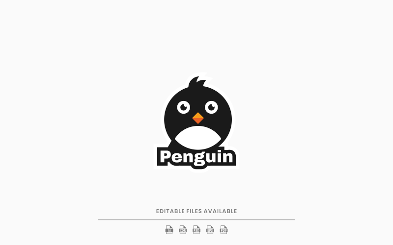 Logo de mascotte simple pingouin 1