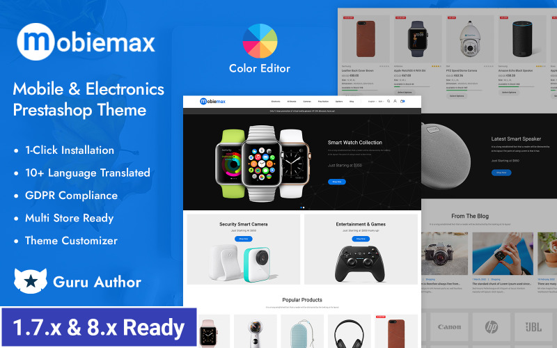 Mobiemax – адаптивна тема PrestaShop для магазину мобільних пристроїв, гаджетів та електроніки
