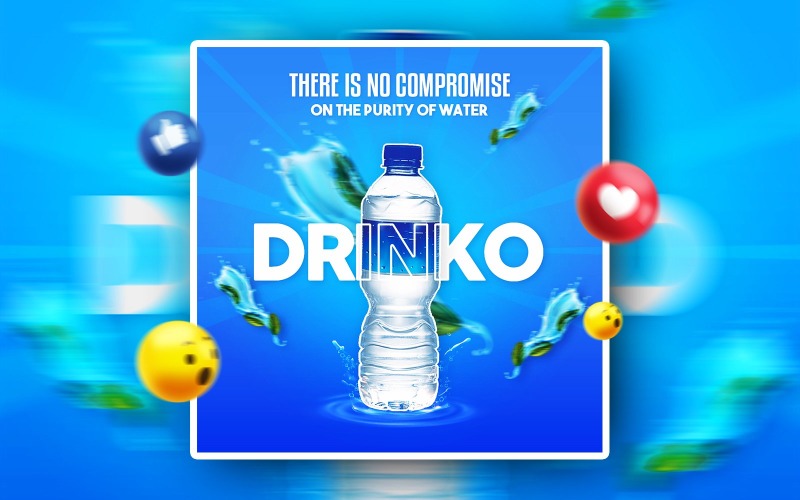 Modelo de banner de anúncios PSD promocionais de mídia social de água