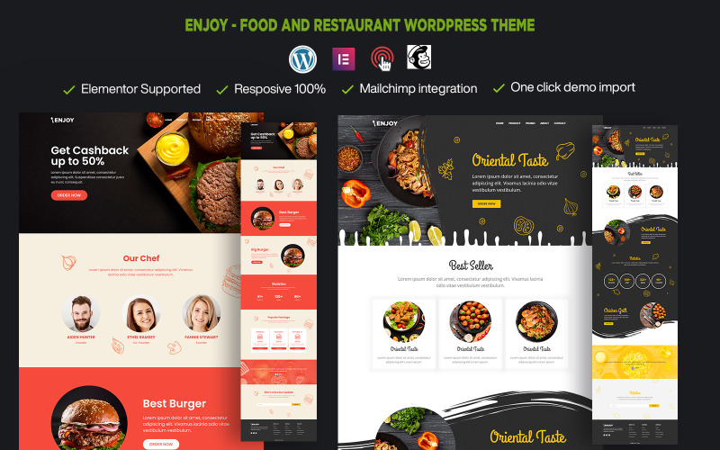 Наслаждайтесь - Одностраничная тема WordPress для ресторана быстрого питания