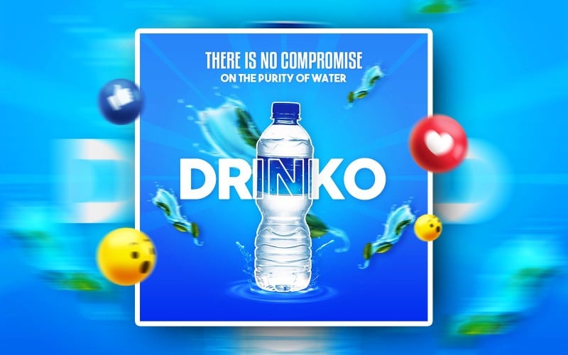 Water Social Media Promotional PSD Ads Banner Template