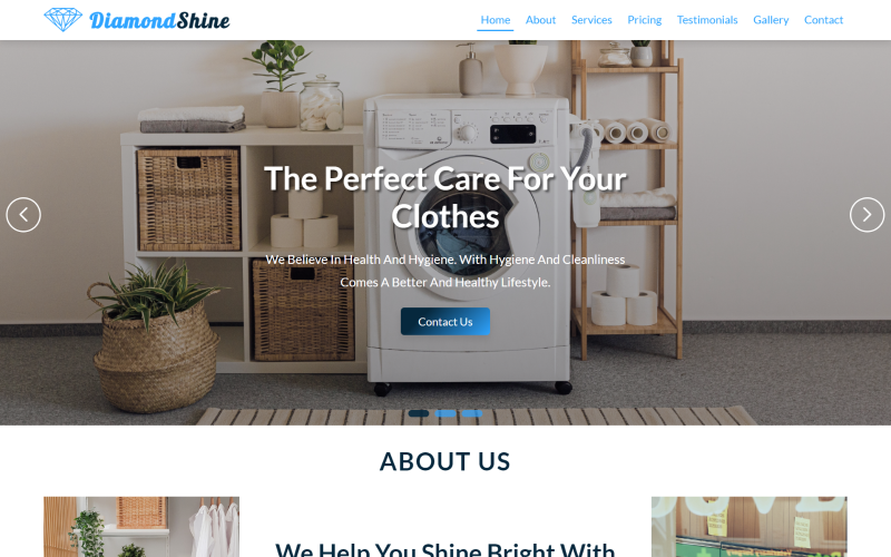 DiamondShine - HTML5-Zielseitenvorlage für Wäsche- und Reinigungsservice