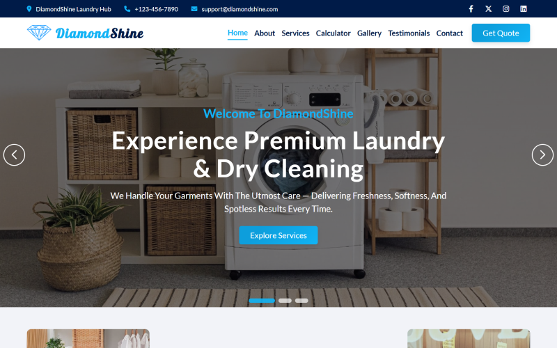 DiamondShine - Laundry & Dry Cleaning Service HTML5 Landing Page Template