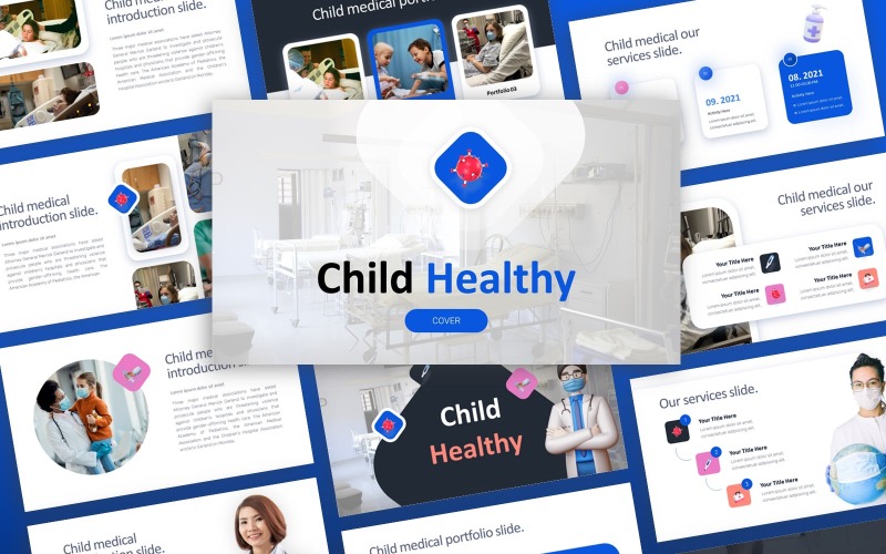 Kind - Gezonde Medische Multifunctionele Sjablonen PowerPoint presentatie