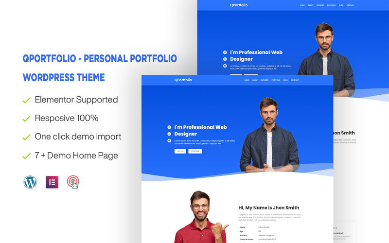 QPortfolio - Portfolio personnel Une page Thème WordPress