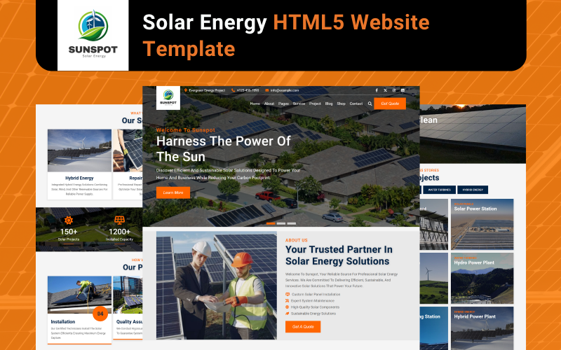 Sunspot - Solar Energy React Website-Vorlage