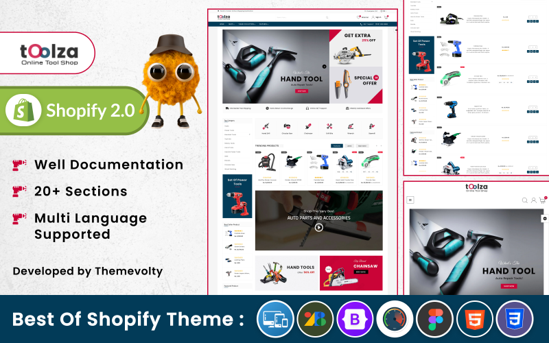 Toolza - Mega Parts Shopify 2.0 高级响应主题