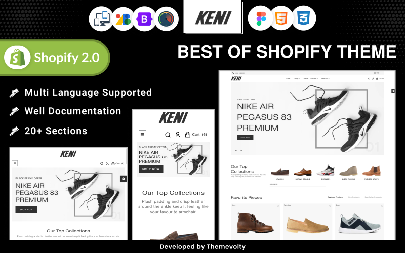 Адаптивна тема Shopify 2.0 Keni Mega Shoes
