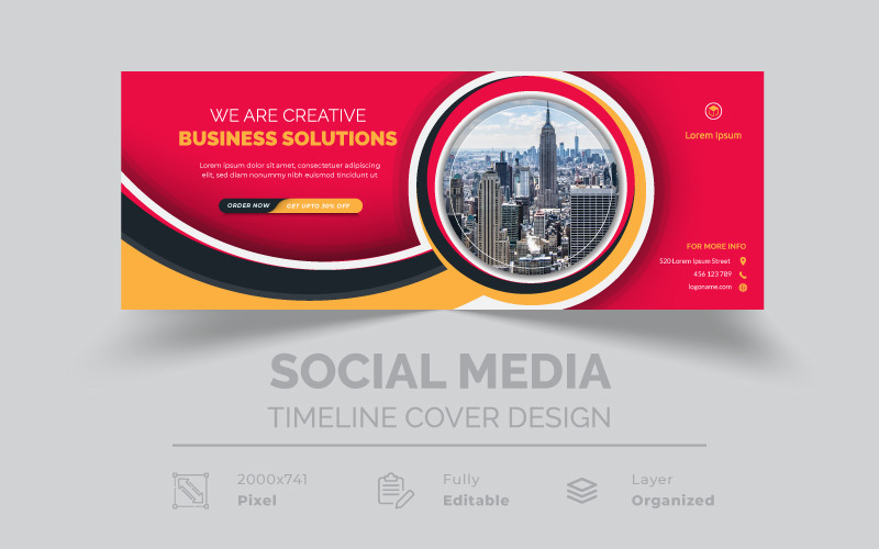 Modello di banner Web di copertina di Facebook per il marketing digitale