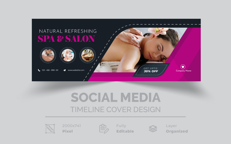 Portada de Facebook para belleza y spa con encantadoras variaciones en rosa