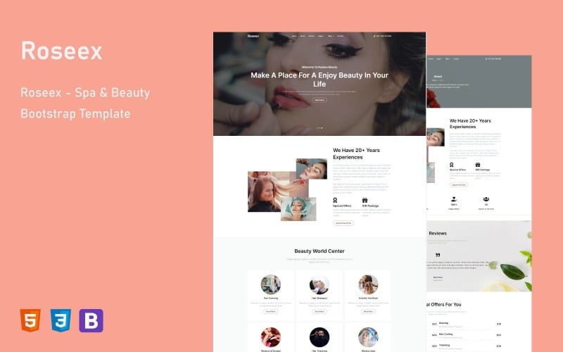 Roseex - Spa & Beauty Bootstrap-HTML-Website-Vorlage