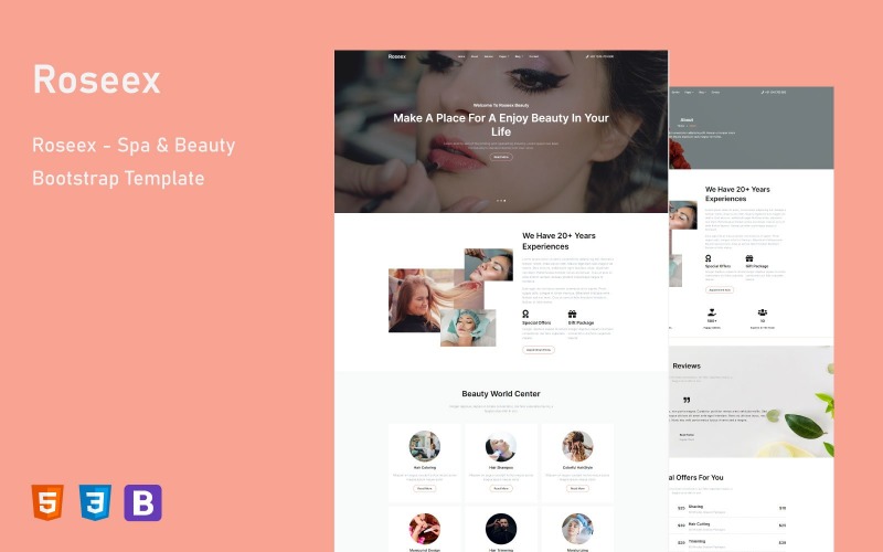 Roseex - Szablon strony internetowej Spa & Beauty Bootstrap HTML