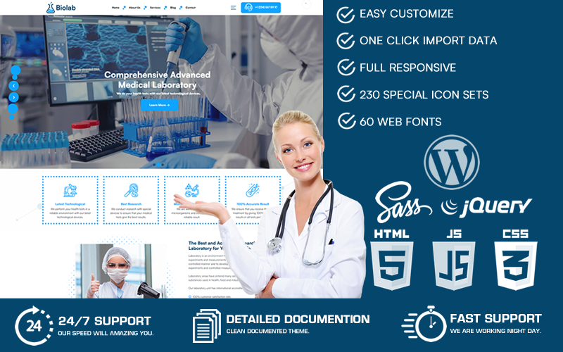 Biolab - Tema de WordPress para investigación científica y de laboratorio