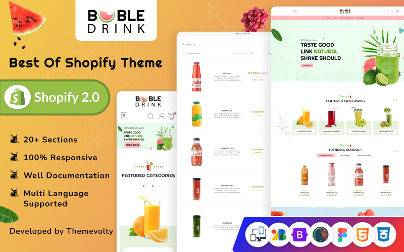 Boble Drink - Mega Dinks Shopify 2.0 Премиум адаптивная тема