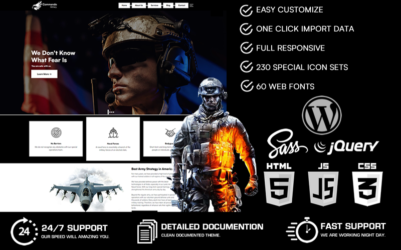 Commando – katonai WordPress téma