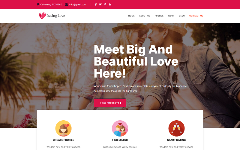 Dating Love Landing HTML-mall