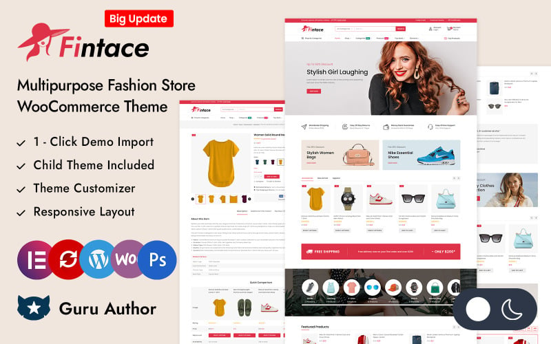 Fintace – адаптивна тема Elementor WooCommerce для багатоцільового модного магазину