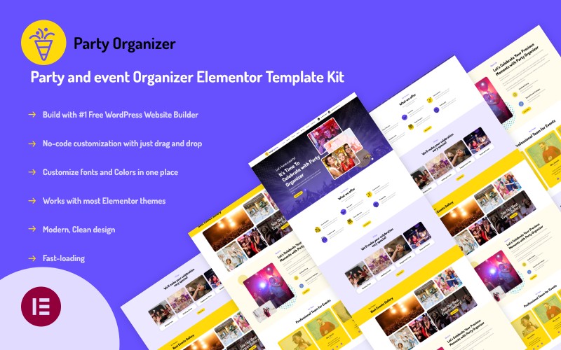 PartyOrganizer - Kit de plantillas Elementor para organizar fiestas y eventos