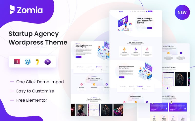 Zomia - тема Elementor WordPress для стартап-агентства