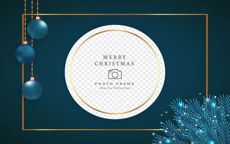 Cadre photo de Noël Ornements bleus