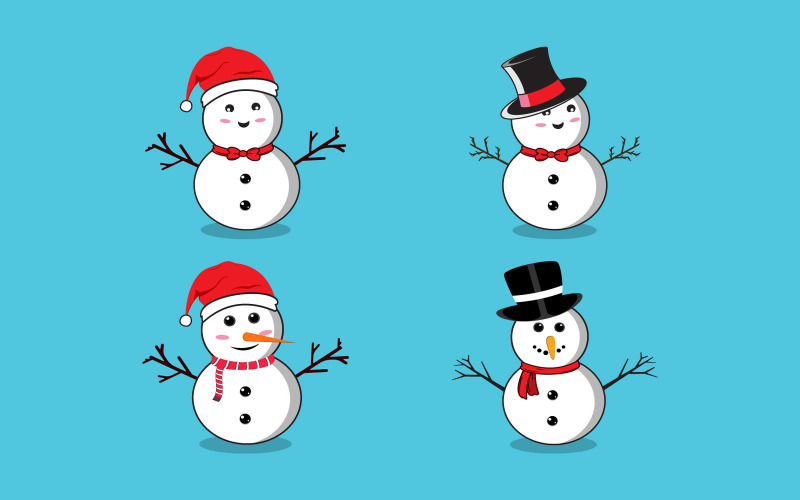 Jul platt snögubbe bunt