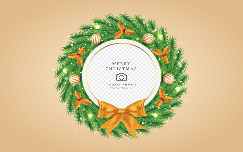 Karácsonyi képkeret arany levelekkel