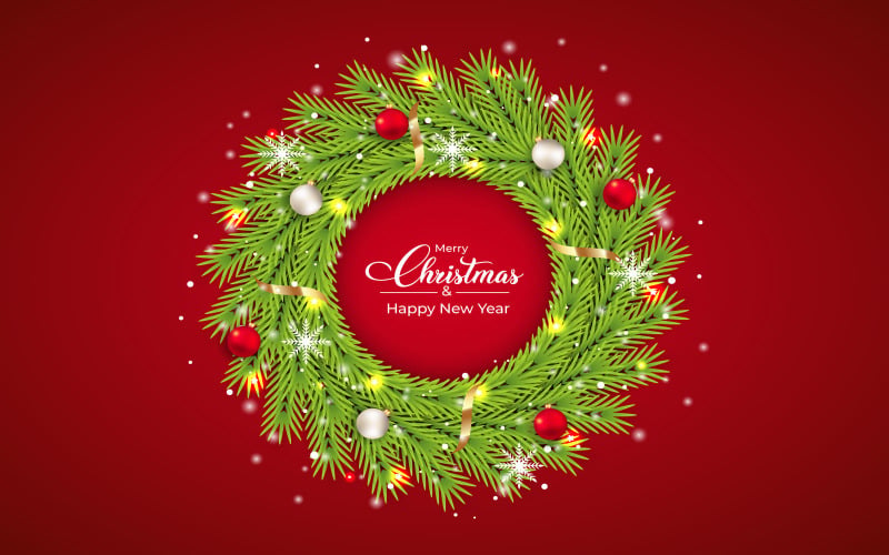Kerstkrans met rode achtergrond