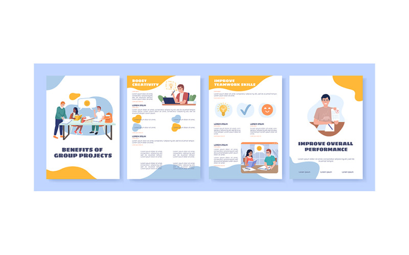 Modello di brochure vettoriale piatto per progetti di gruppo