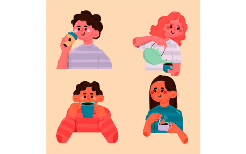 Colección Coffee Tea (diseño plano)