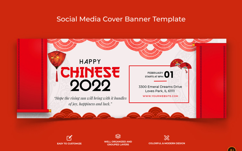 Banner di copertina di Facebook per il Capodanno cinese Design-15