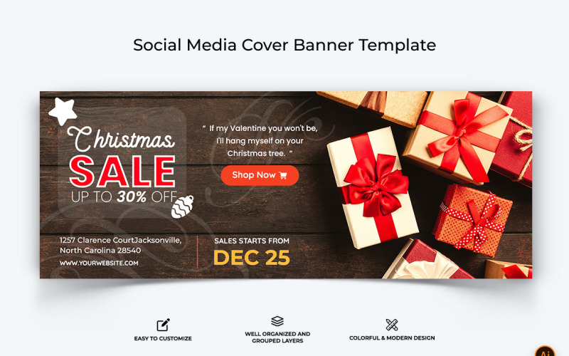 Banner di copertina di Facebook per la vendita di Natale Design-01