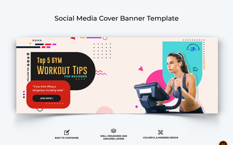 Gym and Fitness Facebook Cover Banner Design-08