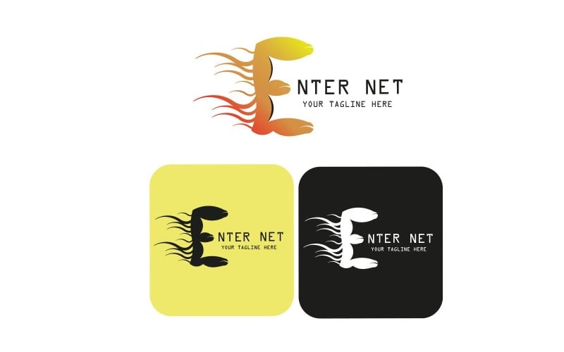 E-Wort-Feuer-Flamme-Logo-Vorlage Leicht zu ändernde Farben