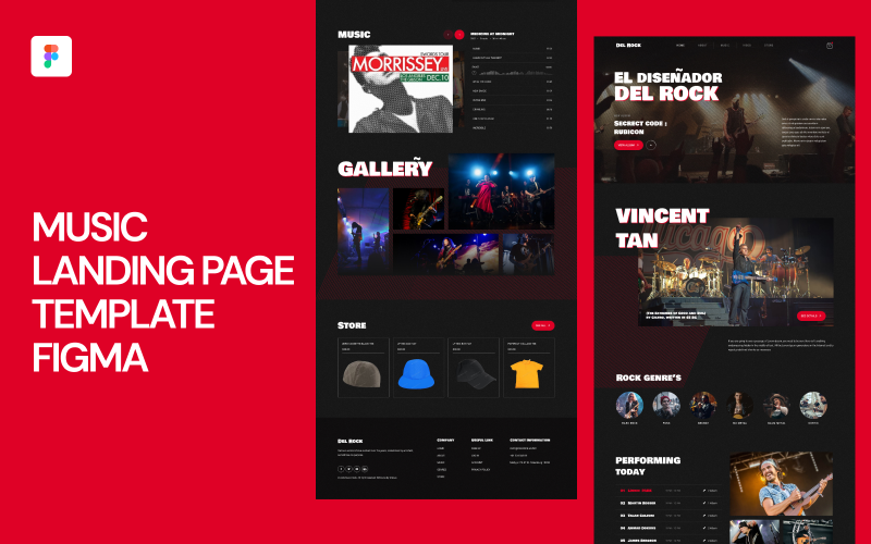 Modelo de página de destino de música Figma