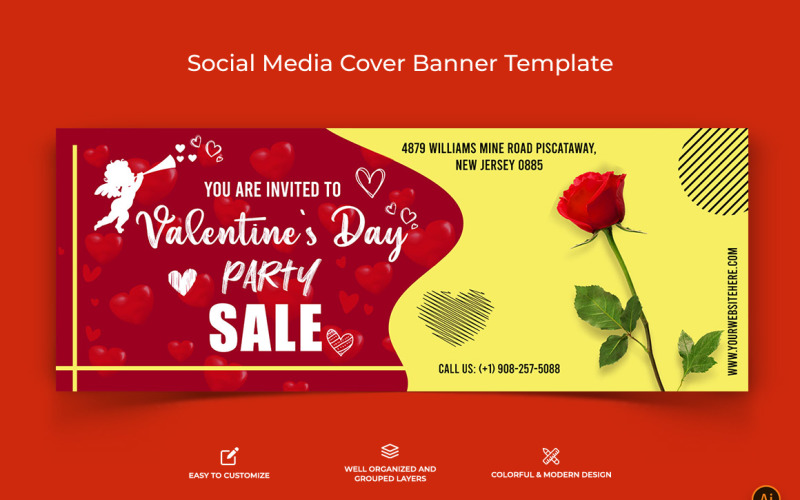 День Святого Валентина дизайн банера обкладинки Facebook-12