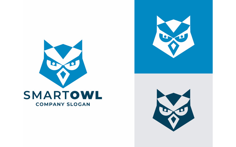 Plantilla de logotipo de pájaro búho inteligente