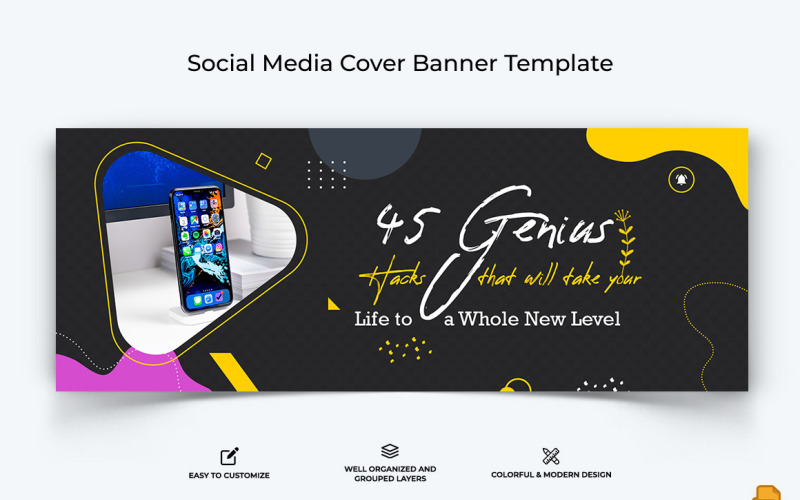 Suggerimenti per dispositivi mobili Banner di copertina di Facebook Design-002
