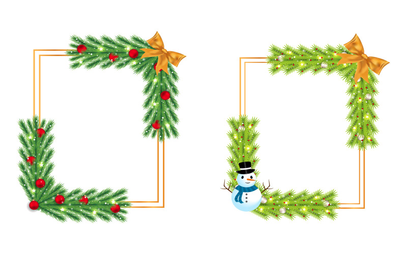 Weihnachtsrahmen mit Schneemann, rote Bälle
