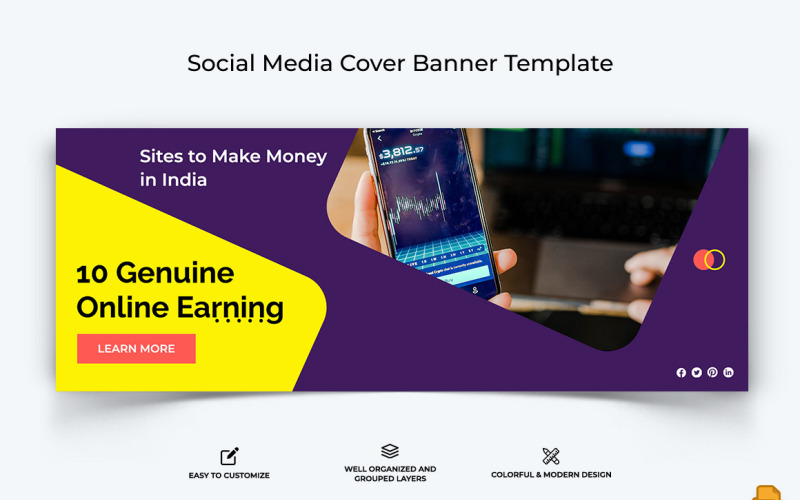 Online Money Earnings Facebook Cover Banner Design-009
