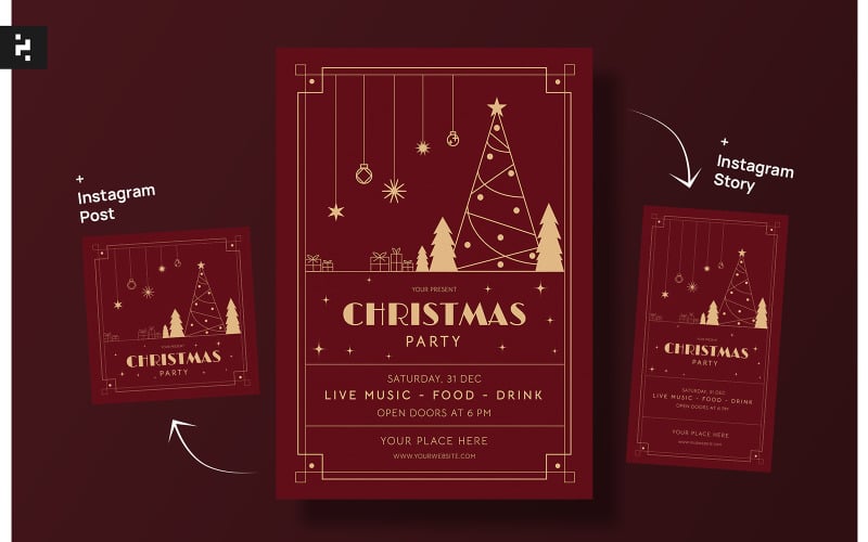 Art Deco Christmas Flyer Template #281565 - TemplateMonster