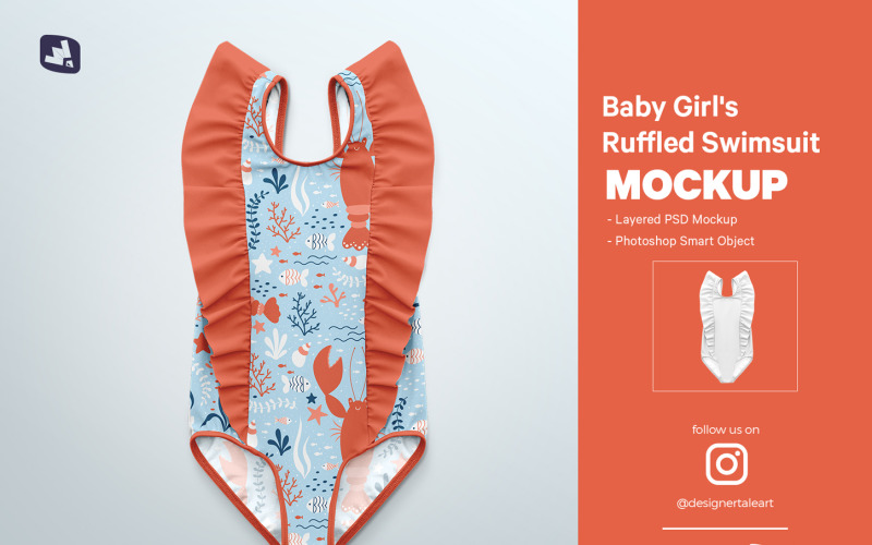 Baby Girl’s Ruffled Swimsuit Mockup