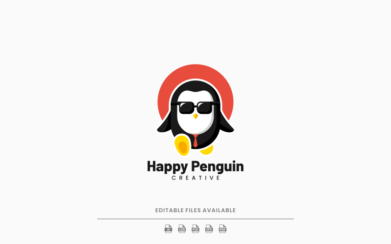 Logotipo de desenho animado de pinguim feliz