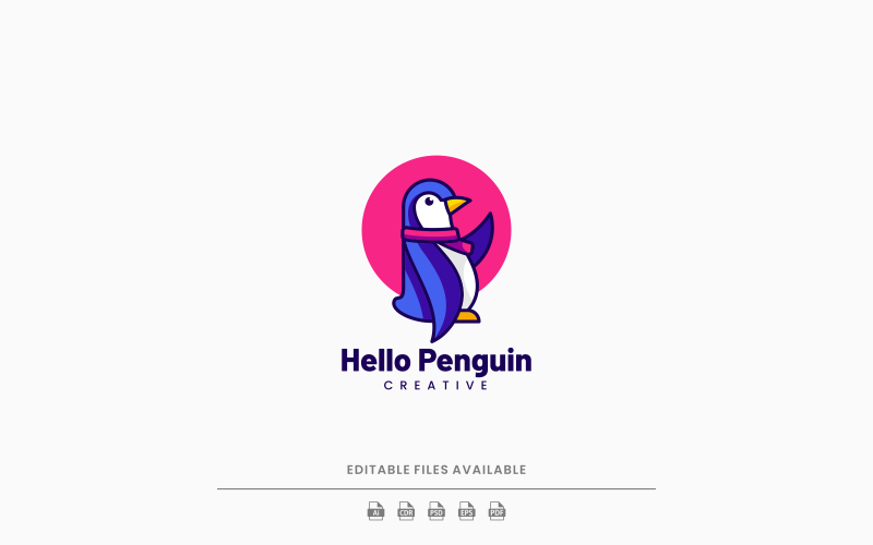 Пінгвін мультяшний стиль логотипу 1