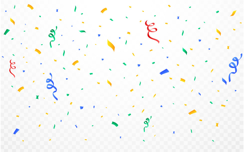 Vecteur de confettis avec ruban coloré